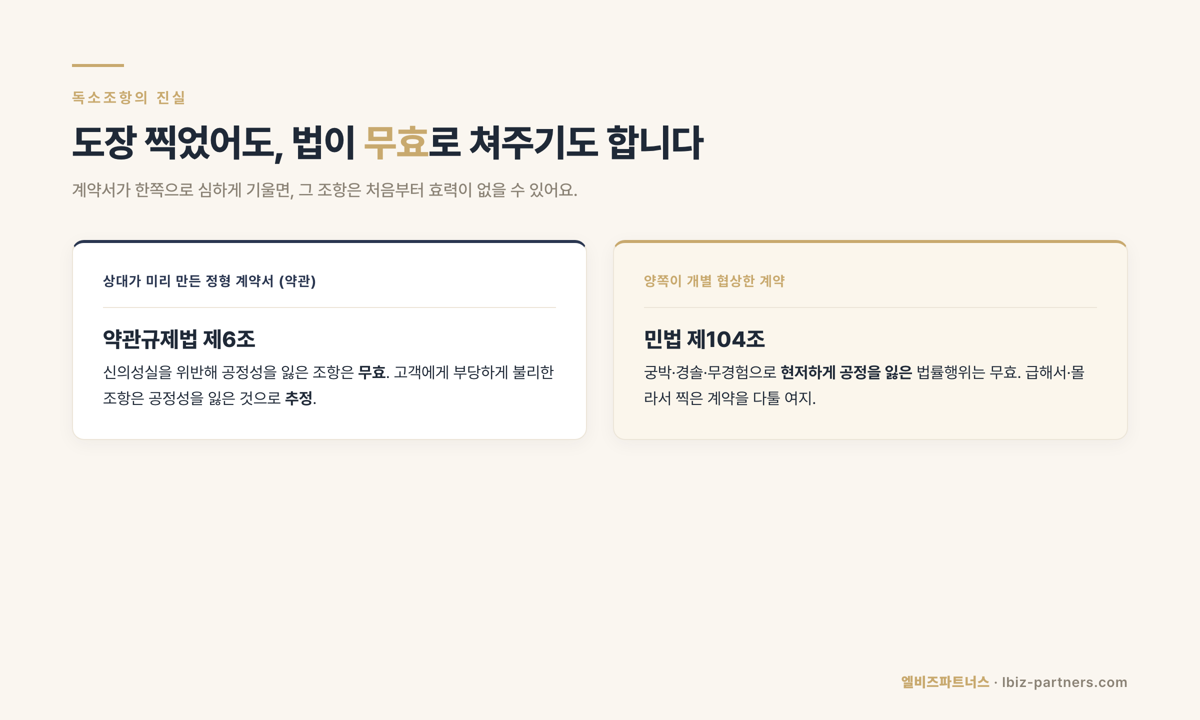인포그래픽 1 — 독소조항이 무효가 되는 법적 근거 한눈에